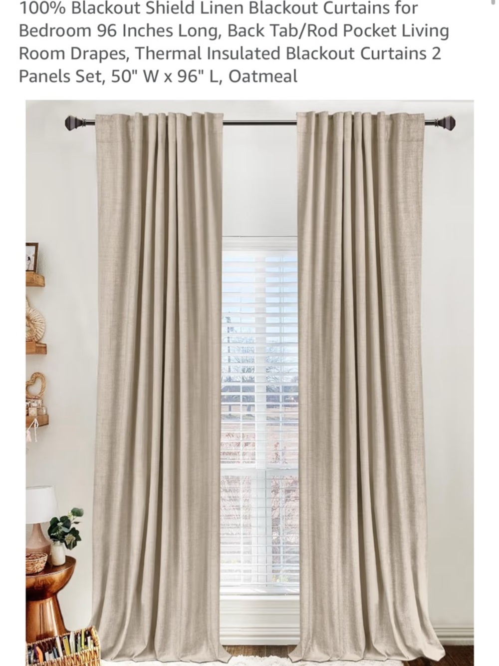 Oatmeal Blackout Linen Curtain Panels (Pair) -